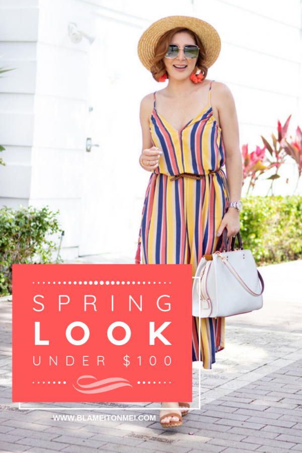 Blame it on Mei, @blameitonmei, Miami Fashion Blogger, Spring Look Under $100, Stripe Jumpsuit