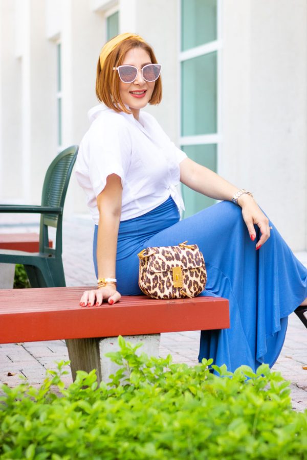Blame it on Mei, @blameitonmei, Miami Fashion Mom Blogger, 4 months pregnant, summer look outfit, 4 months pregnant look, leopard handbag, maxi skirt
